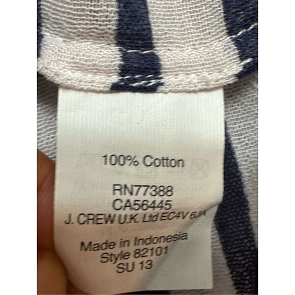 J.Crew Women’s Navy Blue White Striped Sleeveless Button Up Blouse Size 10 - Picture 4 of 5